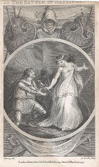 Иллюстрация к британской пьесе "The Battle Of Hastings", Акт V, Лондон, 1792-1793 годы