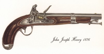 Однозарядный пистолет США John Joseph Henry 1826 г. Лист 37 из "A Pictorial History of U.S. Single Shot Martial Pistols", Нью-Йорк, 1957 год