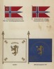 Флаги главного командования норвежской армии, знамя королевской гвардии и первого пехотного полка (лист 13 работы Den Norske haer. Organisasjon bevaebning, og uniformsbeskrivelse, изданной в Лейпциге в 1932 году)