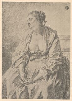 Сидящая женщина. Рисунок Жана-Батиста Грёза из собрания библиотеки Императорской Академии художеств.