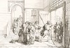 Венецианский воин спасает семью знаменитого византийского историка Никиты Хониата (1155-1213) во время разграбления Константинополя крестоносцами в 1204 году. Storia Veneta, л.33. Венеция, 1864