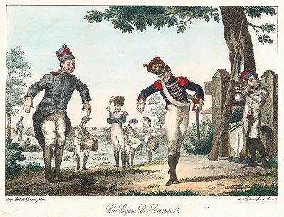 Урок танца. Французская литография 1830-х гг. 