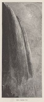 Под Американским водопадом, частью Ниагарского водопада. Лист из издания "Picturesque America", т.I, Нью-Йорк, 1872.