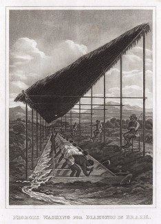Алмазные копи в Бразилии. Негры промывают породу в поисках алмазов. Лондон, 1832