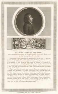 Антуан-Самюэль Бонье (1750-99) - член Конвента, полномочный представитель Французской республики на Раштадтском конгрессе 1798-99 гг. Вероломно убит австрийскими гусарами 28 апреля 1799 г. вместе с Клодом Робержо. Париж, 1804