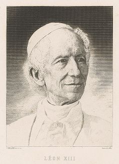 Папа Лев XIII. Гравюра Фердинанда Гайяра, издание Gazette des Beaux-Arts, 1880 г. 