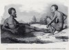 Аборигены Земли Ван Димена (официальное название Тасмании до 1856 года ) (лист 14 второго тома работы профессора Шинца Naturgeschichte und Abbildungen der Menschen und Säugethiere..., вышедшей в Цюрихе в 1840 году)