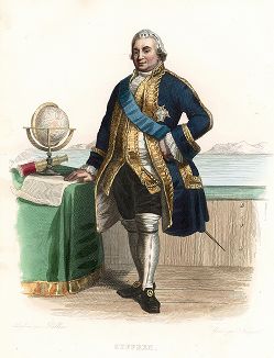 Пьер-Андрэ де Сюффрен де Сен-Тропез (1729-1788) - один из самых выдающихся французских адмиралов. Лист из серии Le Plutarque francais..., Париж, 1844-47 гг. 
