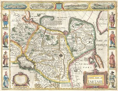 Новая карта Тартарии. A Newe Mape of Tartary Augmented by Iohn Speede. Составил английский картограф Джон Спид. Атлас "A Prospect of the Most Famous Parts of the World". Лондон, 1627. 