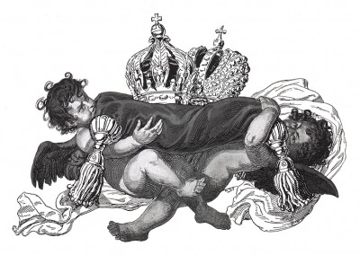 Амуры, держащие корону. Илл. Франца Стассена. Die Deutschen Befreiungskriege 1806-1815. Берлин, 1901