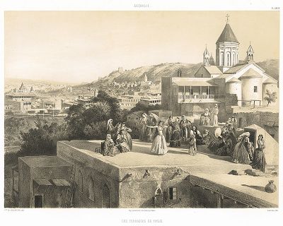 Террасы Тифлиса. Le Caucase pittoresque князя Гагарина, л. XXXIV, Париж, 1847