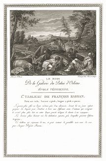Полуденная сцена авторства Франческо Бассано. Лист из знаменитого издания Galérie du Palais Royal..., Париж, 1808
