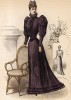 Элегантное платье с кружевным воротником и рукавами-фонариками. Из французского модного журнала Le Coquet, выпуск 293, 1892 год