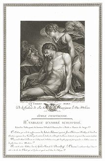 Оплакивание Христа авторства Скьявоне. Лист из знаменитого издания Galérie du Palais Royal..., Париж, 1808
