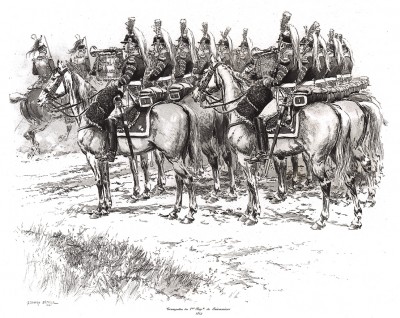 Трубачи 8-го полка французских кирасир перед боем в 1812 году (из Types et uniformes. L'armée françáise par Éduard Detaille. Париж. 1889 год)