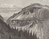 Столбовые скалы в Йеллоустонском национальном парке. Лист из издания "Picturesque America", т.I, Нью-Йорк, 1872.