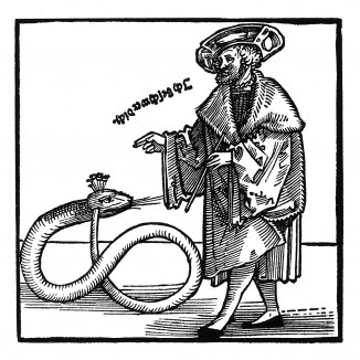 Заклинание змеи. Зебальд Бехам для Johann Schwarzenberg / Beschworung der Schlange. Издал Hans Herrgott, Нюрнберг, 1525