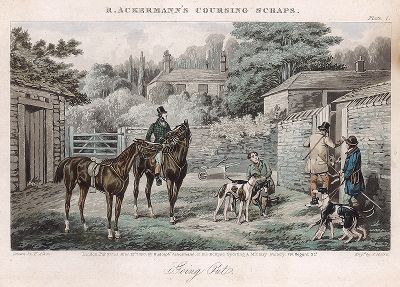 Выезд на охоту. Акватинта Генри Алкена из серии R. Ackermann's Сoursing Scraps, Лондон, 1850