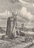 Ветряные мельницы в Ист Хэмптоне, Лонг-Айленд, штат Нью-Йорк. Лист из издания "Picturesque America", т.I, Нью-Йорк, 1872.