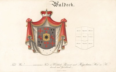 Герб княжества и князей Вальдек. Из немецкого гербовника середины XIX века