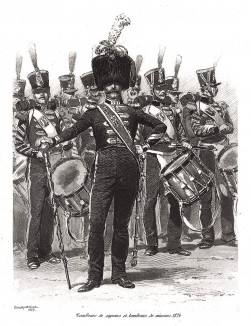 Полковой оркестр французских сапёров в 1824 году (из Types et uniformes. L'armée françáise par Éduard Detaille. Париж. 1889 год)