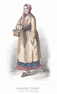 Финская крестьянка из окрестностей Санкт-Петербурга. Лист из серии Musée Cosmopolite; Musée de Costumes, Париж, 1850-63