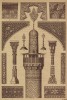 Архитектурные и декоративные элементы царской мечети Месджид-и-шах в Исфахане (Иран) (лист 18 альбома "Сокровищница орнаментов...", изданного в Штутгарте в 1889 году)