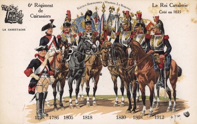 1758-1912 гг. Мундиры и знамена 6-го кирасирского полка французской армии, сформированного в 1635 г. и сражавшегося при Флерюсе, Гогенлиндене, Ваграме и Бородино. Коллекция Роберта фон Арнольди. Германия, 1911-29