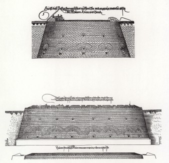 Городские укрепления (гравюра Дюрера из "Наставлений по искусству укрепления крепостей, замков и городов")