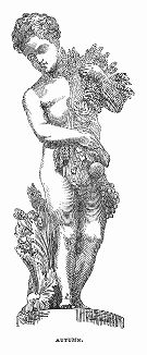 Осень -- одна из четырёх работ, символизирующих времена года скульптора Самуила Никсона (1803 -- 1854), украшающая парадную лестницу здания престижной ювелирной компании "Голдсмит" в лондонском Сити (The Illustrated London News №89 от 13/01/1844 г.)