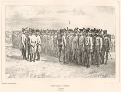 Построение венгерской пехоты в Пресбурге 2 июля 1837 года (из Voyage dans la Russie Méridionale et la Crimée... Париж. 1848 год (лист 3))