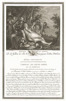 Ринальдо и Армида кисти Лодовико Леони. Лист из знаменитого издания Galérie du Palais Royal..., Париж, 1808