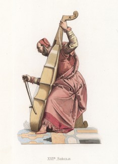 Тициан, изображённый в роли музыканта. По мотивам картины Веронезе "Брак в Кане Галилейской" (лист 51 работы Жоржа Дюплесси "Исторический костюм XVI -- XVIII веков", роскошно изданной в Париже в 1867 году)