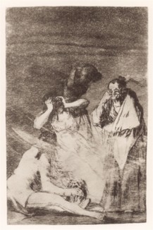 Женщины и собака. Несерийный офорт одного из величайших художников и гравёров всех времен Франсиско Гойи. Представленный лист напечатан с оригинальной доски около 1900 года.
