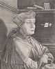 Кардинал Джироламо Алеандер (1480--1538) - ученый, создатель греко-латинского словаря и один из самых ожесточенных противников Реформации. Гравюра Агостино Венециано (Музи), одного из ведуших граверов Ренессанса. Венеция, 1536