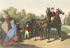Прогулка в коляске. Из альбома литографий Paris. Miroir de la mode, посвящённого французской моде 1850-60 гг. Париж, 1959
