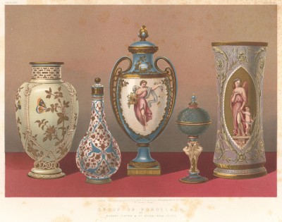Фарфоровые вазы от английской фирмы Minton & Сo. (Каталог Всемирной выставки в Лондоне. 1862 год. Том 3. Лист 228)