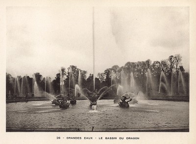 Версаль. Большая вода. Фонтан "Дракон". Фототипия из альбома Le Chateau de Versailles et les Trianons. Париж, 1900-е гг.