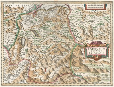 Карта герцогства Савойского. Sabaudia ducatus la Savoie. Составили Герхард Меркатор и Йодус Хондиус. Амстердам, 1630