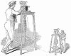 Электрический телеграф, позволяющий передавать изображения по проводам, запатентованный в 1843 году шотландским физиком и изобретателем Александром Бэйном (1811 -- 1877 гг.) в действии (The Illustrated London News №105 от 04/05/1844 г.)