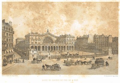 Железнодорожный вокзал Гар де л’Эст (из работы Paris dans sa splendeur, изданной в Париже в 1860-е годы)