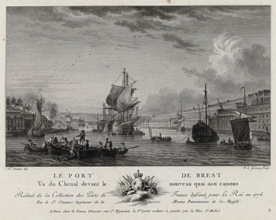 Вид на канал французского порта Брест (лист 3 из альбома гравюр Nouvelles vues perspectives des ports de France..., изданного в Париже в 1791 году)