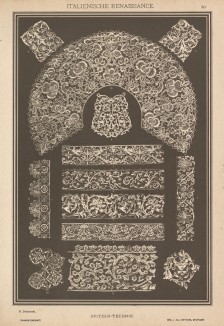Венецианские кружева эпохи Возрождения (лист 50 альбома "Сокровищница орнаментов...", изданного в Штутгарте в 1889 году)