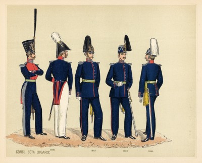 Мундиры пехотных частей лейб-гвардии шведского короля в 1816--1888 гг.