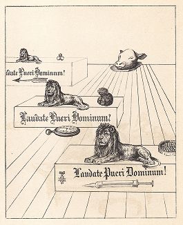 Тридцать пятый лист серии "Бельфорский лев" Макса Эрнста, входящей в роман-коллаж "Une Semaine de bonté" (Неделя доброты), 1934 год. 