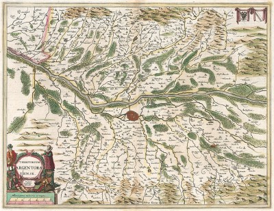 Карта окрестностей города Страсбурга. Territorium Argentoratense. Составил Ян Янсониус. Амстердам, 1636