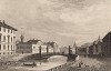 Красный мост через реку Мойку в Санкт-Петербурге (из L'Univers. Histoire et Description de tous les Peuples. Russie. Париж. 1838 год (лист 90))