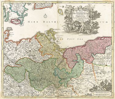 Карта Бранденбурга и Померании. Tabula Marchionatus Brandenburgici Et Ducatus Pomeraniae quae sunt Pars Septentrionalis Circuli Saxoniae Superioris.