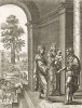 Эклога IV "Буколик" Вергилия, посвященная Азинию Поллиону и младенцу, приветствует возврат «золотого» века Сатурна. Лист подписного издания посвящён Лайонелу Саквиллу, 1-му герцогу Дорсетскому (1688--1765 гг).