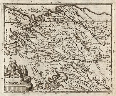 Московская империя. The Empire of Moscovy. Составил Герман Молл, Лондон, 1695 год.